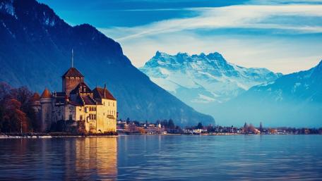 Swiss Castle by the Alps wallpaper