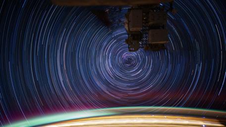 Star Trails Above the International Space Station wallpaper