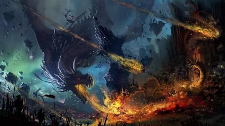 Fire-breathing dragon wallpaper