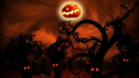 Jack-o'-Lantern in the Haunted Woods wallpaper