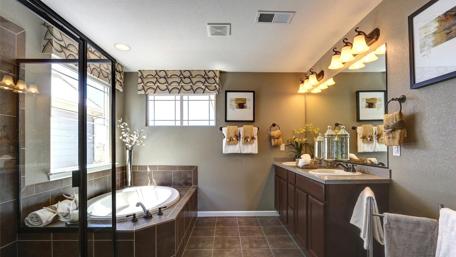 Serene Modern Bathroom Retreat wallpaper