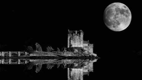 Mystical Castle Under the Full Moon wallpaper