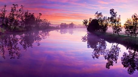 Purple Misty Sunset Reflection wallpaper