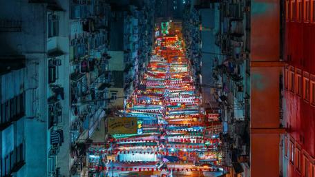 Vibrant Bangkok Night Market Scene wallpaper