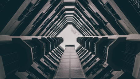 Stunning Architectural Perspective in Black and White wallpaper
