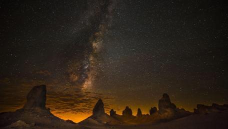Milky Way Over Desert Monoliths at Night wallpaper