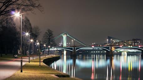 Bridge Lights Over Calm River wallpaper