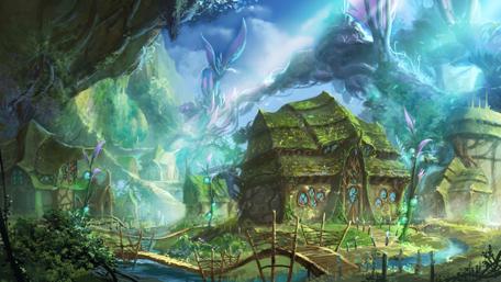 Enchanted Forest Village wallpaper