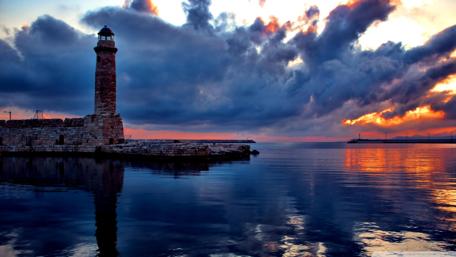 Lighthouse at Sunset Serenity wallpaper