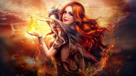 Fire-Breathed Bond Between Girl and Dragon wallpaper