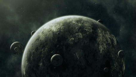 Mysterious Planetary Landscape in Deep Space wallpaper