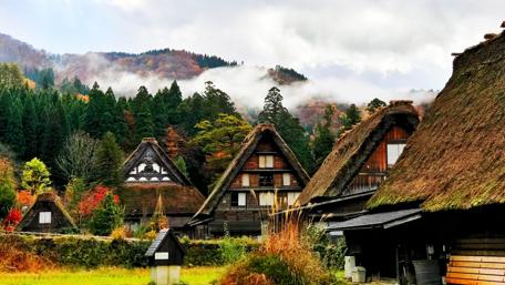 Historic Mountain Village in Autumn wallpaper