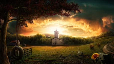Enchanted Sunset Valley wallpaper