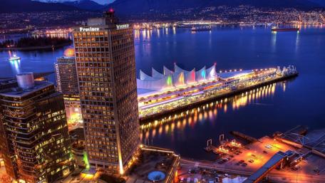 Vibrant Vancouver City Lights at Night wallpaper