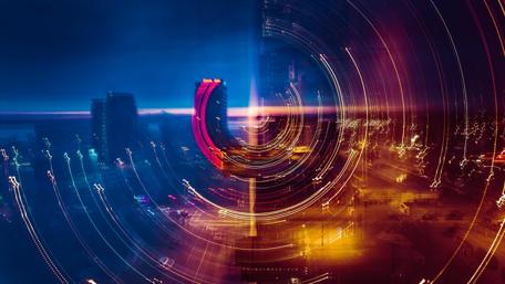 Cityscape with special effects wallpaper