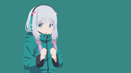 Sagiri Izumi in Green Backdrop wallpaper