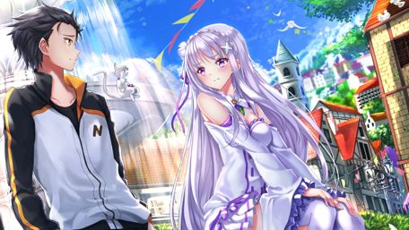 A Moment in Another World with Emilia and Subaru wallpaper