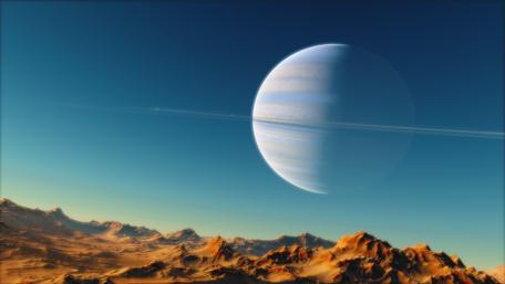 Futuristic Planet Horizon in Digital Space Art wallpaper