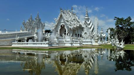 White Temple Splendor in Chiang Rai Reflection wallpaper