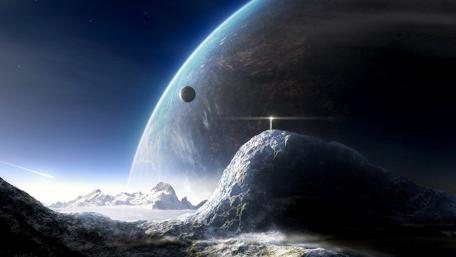 Futuristic Planetary Landscape with Distant Horizon wallpaper