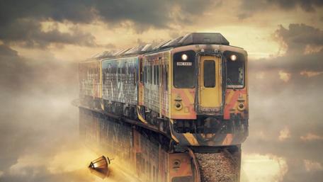 Mystical Train Journey Through Clouds wallpaper