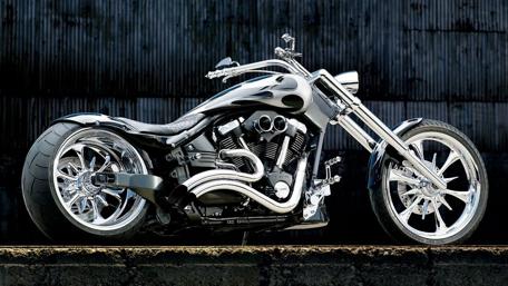Custom Chopper in Urban Scene wallpaper