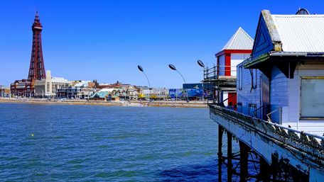 Scenic View of Blackpool's Coastline and Iconic Tower wallpaper