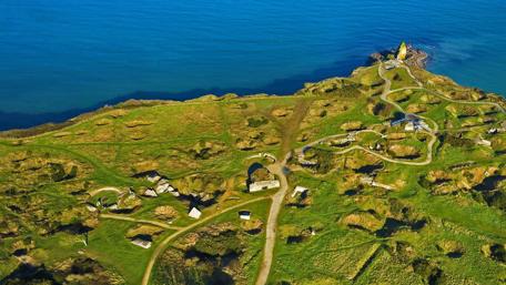 Aerial View of Pointe du Hoc Coastline wallpaper