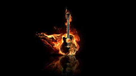 Burning Melody: Guitar on Fire wallpaper