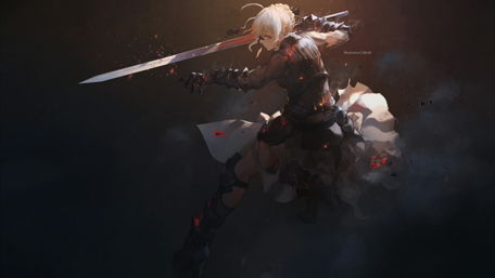 Saber's Dynamic Battle Stance wallpaper