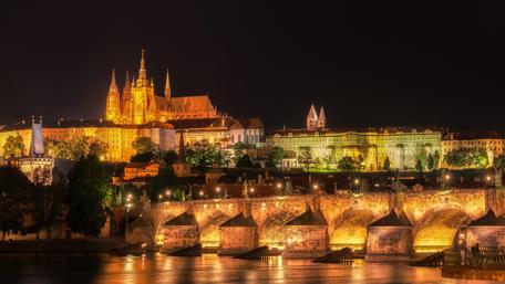 Prague Cityscape Illuminated at Night wallpaper