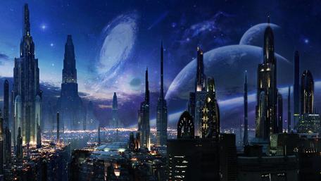 Futuristic Galactic Metropolis wallpaper