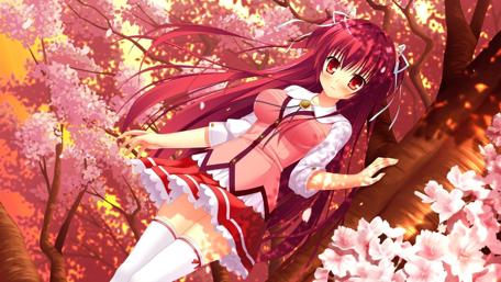 Enchanted Cherry Blossom Girl wallpaper