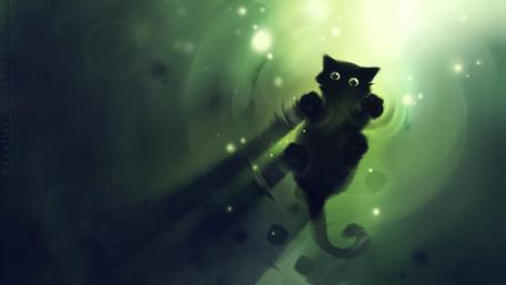 Charming Black Cat in Dreamy Waters wallpaper