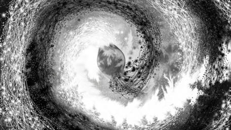 Whirling Black and White Abstract Art wallpaper