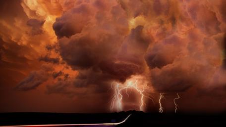 Stormy Night with Dramatic Lightning Show wallpaper