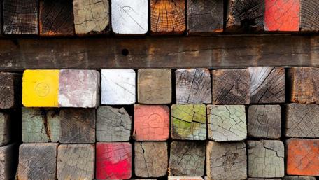 Colorful Wooden Blocks Arrangement for Creative Spaces wallpaper