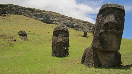 Easter Island Moai Statues Surrounded by Nature wallpaper