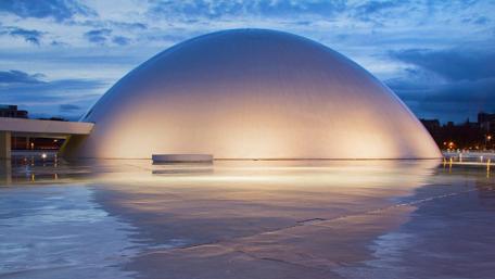 Futuristic Dome at Dusk in Urban Landscape wallpaper