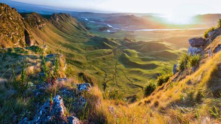 Breathtaking Hillside and Valley at Sunset in 4K wallpaper