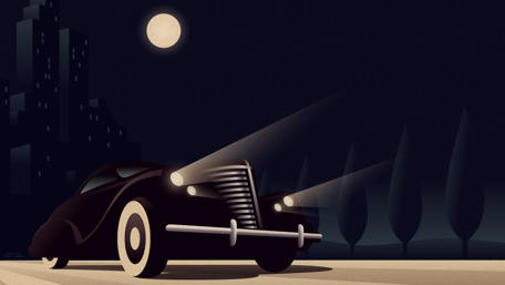 Retro Car Under the Moonlight wallpaper