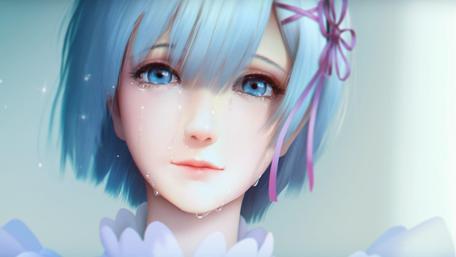 Serene Blue-Haired Anime Beauty wallpaper