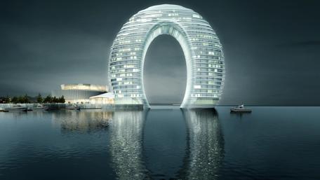 Architectural Marvel of Huzhou at Dusk wallpaper