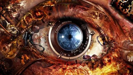 Futuristic Robotic Eye Universe wallpaper