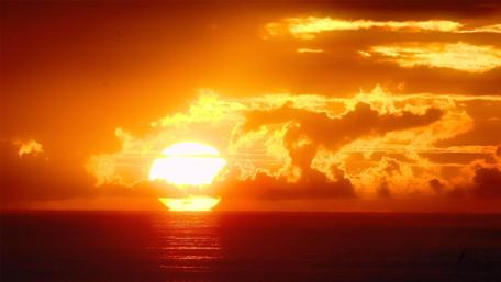 Golden Horizon at Sunset Over the Ocean wallpaper