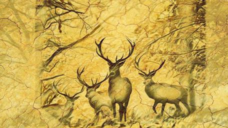 Majestic Deer in a Golden Landscape wallpaper