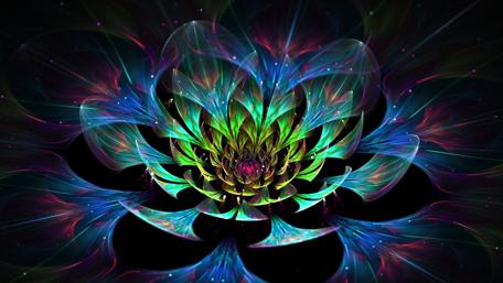 Luminous Lotus in Digital Abyss wallpaper