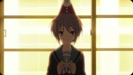 Charming Yuki Nagato in Festive Mood wallpaper