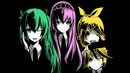 Vocaloid Silhouettes in Neon Contrast wallpaper
