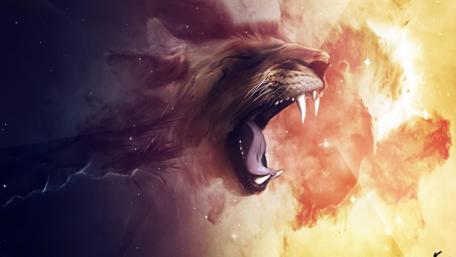 Fiery Roar of the Abstract Lion wallpaper